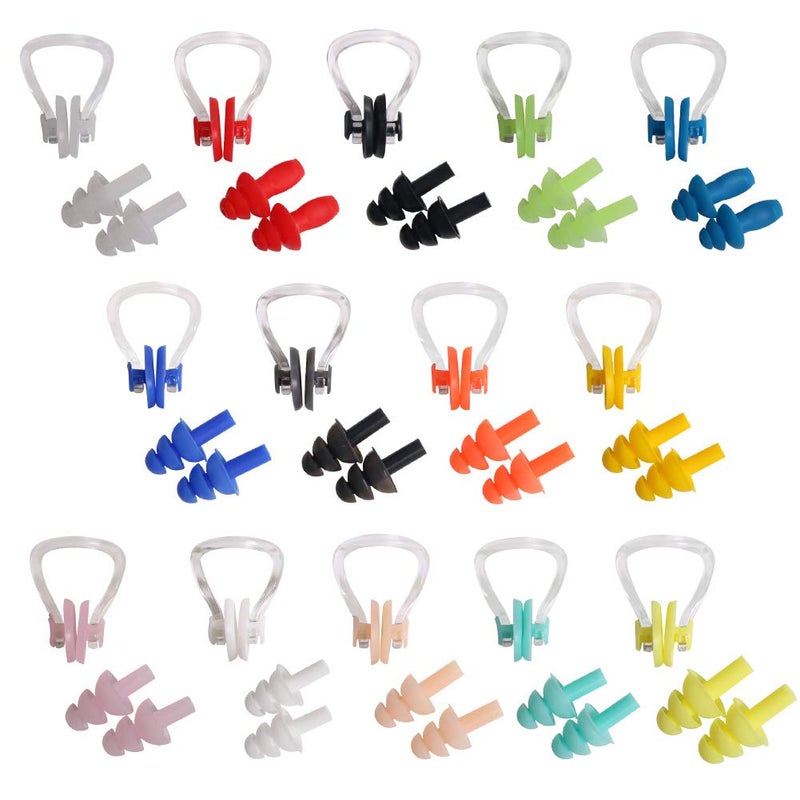 UPINS 14 Sets Silicone Nose Clips Waterproof Swimming Nose Plugs Earplugs for Adults Kids, Ear Nose Protector - Image 1